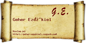 Geher Ezékiel névjegykártya